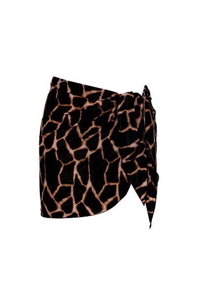 AQUELLA Black Leopard Pattern Tied Pareo
