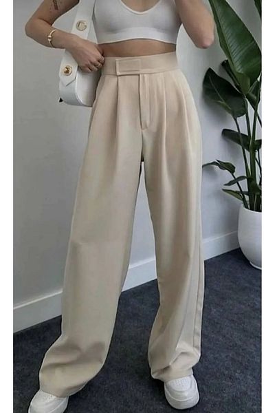 BILDEŞA Women's High Waist Velcro Waist Palazzo Pants