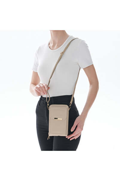 MODA Vizon Rengi Telefon Bölmeli Üç Gözlü Ayarlanabilir Askılı Cüzdan Çanta