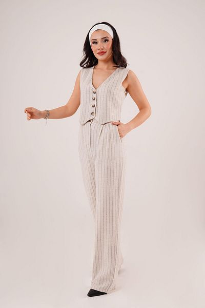 Hipo Trend Vest and Trousers - Black Striped Double Suit