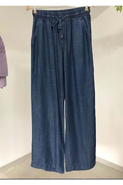 Magazin 24y2517 - 54 Μοντέλο τζιν παντελόνι με φαρδύ πόδι και κορδόνι στη μέση