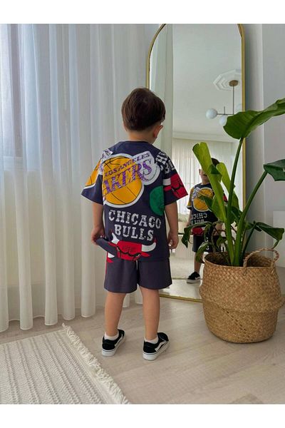 Cool and Shark Boys' Holiday Bottom Top Suit Shorts T-Shirt Basketball Lovers