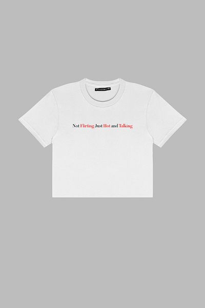 Sekizbiraltı White Crop Top - Εκτύπωση κειμένου, Δωρεάν για φλερτ
