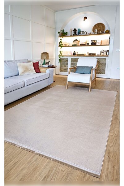 Apex Halı Yoga 5013 Bej Kaymaz Yıkanabilir Düz Renk Üst Kalite Yumuşak Dokulu...