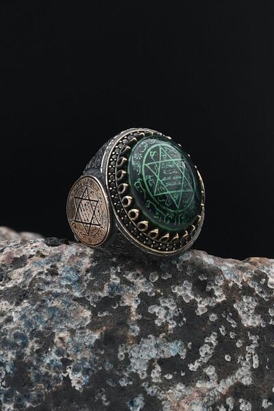 Prestige Özel Tasarım Hz. Süleyman Mührü Gümüş Erkek Yüzüğü 901543