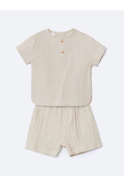 LC Waikiki Lcw Muslin Baby Boy T-Shirt and Shorts 2-Pack