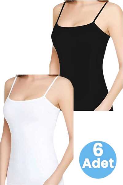 Uniquetrenders Women's Rope Strap Cotton 2 Colors 6-Piece Undershirt