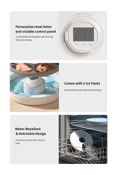 KidLe Automatic Cat Feeder Pet Feeder for Wet Food Dry Food