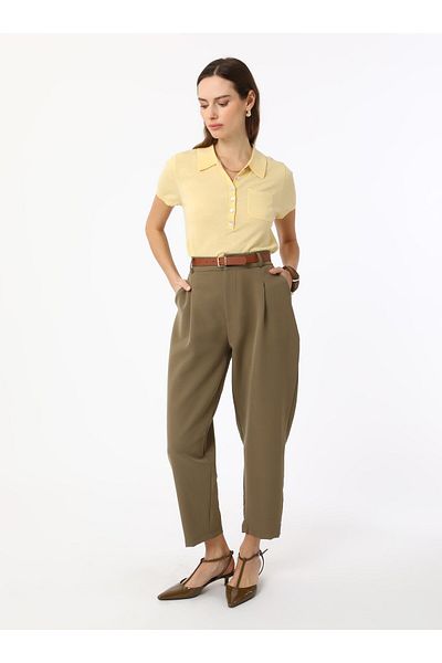 Refka Basic Mold High Waist Trousers - Light Khaki - Refka