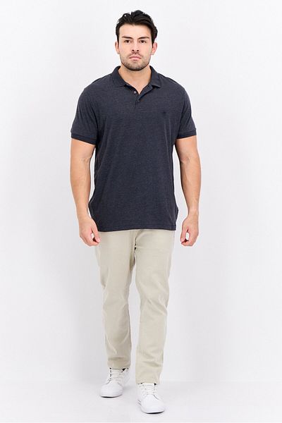 French Connection Men Regular Fit Short Sleeves Heather Polo T-shirt, Charcoal