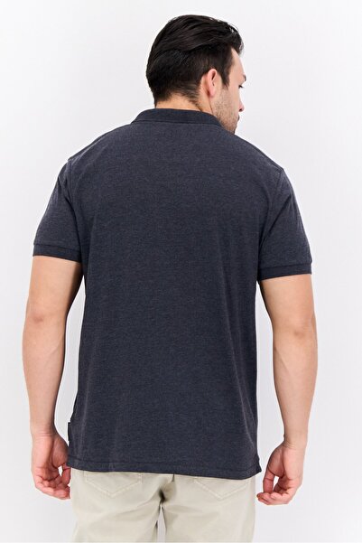 French Connection Men Regular Fit Short Sleeves Heather Polo T-Shirt, Charcoal