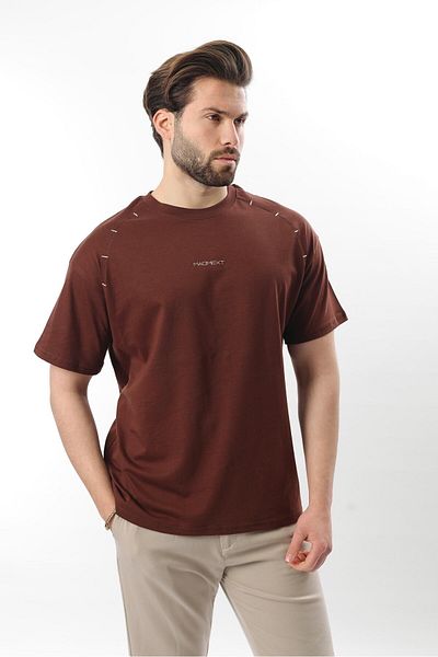 Madmext Ανδρικό T-shirt με στάμπα Bitter Brown με λεπτομέρεια κεντήματος E7108