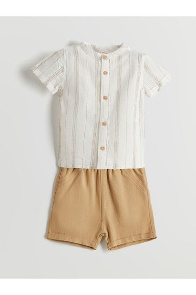 LC Waikiki New Season Striped Baby Boy Shirt and Shorts 2-Piece Set - S5Ft21Z1