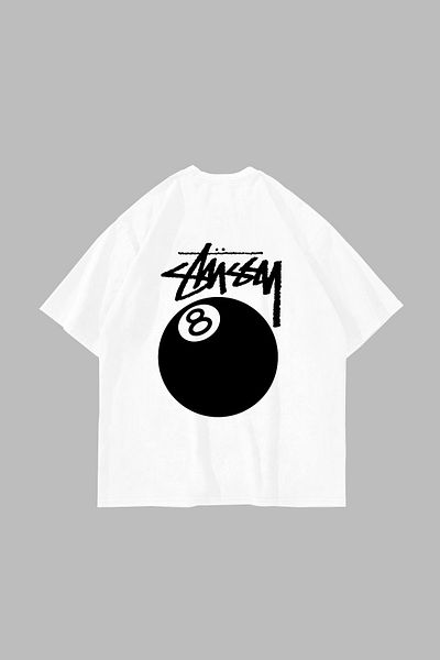 Sekizbiraltı στ. Λευκό μπλουζάκι Unisex με στάμπα Eight Ball