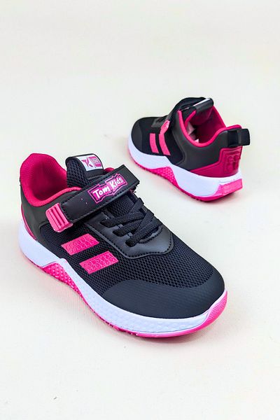 MORENİCA Black Fuchsia Velcro Orthopedic Girl's Sneaker