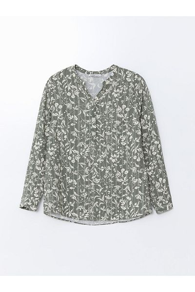 LC Waikiki Lcw Grace Khaki Women's Blouse with Escaped Collar and Flowers