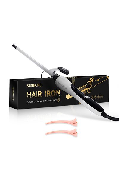 Sunhome Professional Curling Iron Wand, 9mm Thin Curling Wand Hair Curler(White)
