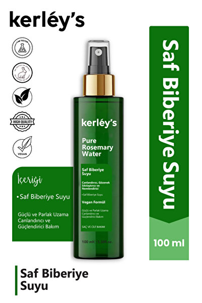 Kerley s Doğal Saf Biberiye Suyu, Dökülme Karşıtı, Güçlendirici, Hızlı Saç Uz...