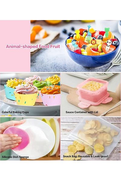 COOYA 27 PCsBentoBox Lunch Box Kit,w/Soup Cup Sauce Can,Spoon Fork,Fruit Picks,Leakproof Lunch Containers