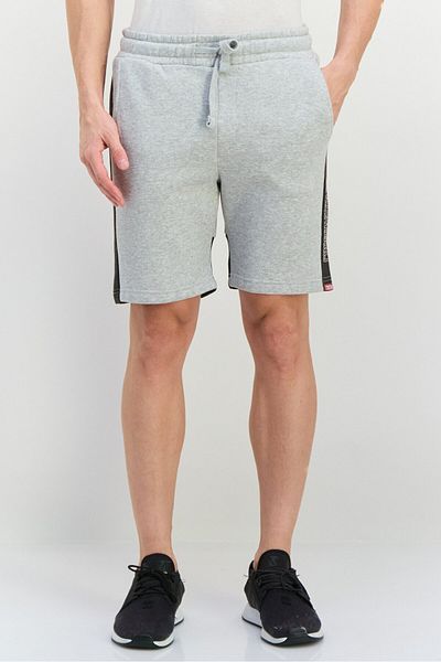 Crosshatch Men Brand Logo Basic Shorts, Grey Marl
