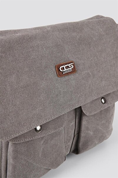 ÇÇS Сумка через плече з сірим полотном і ременями 31309-gr
