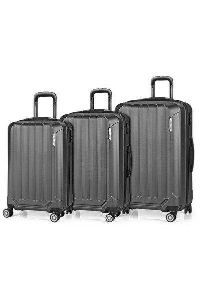 POLO&SKY Spring Model Füme Renk 3'lü Valiz Seti Kabin - Orta - Büyük