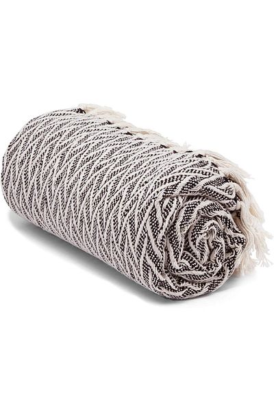 COOYA 100% Cotton Throw Blanket for Couch, Black Cream Chevron Throw Blanket Machine Washable, 127x151 CM