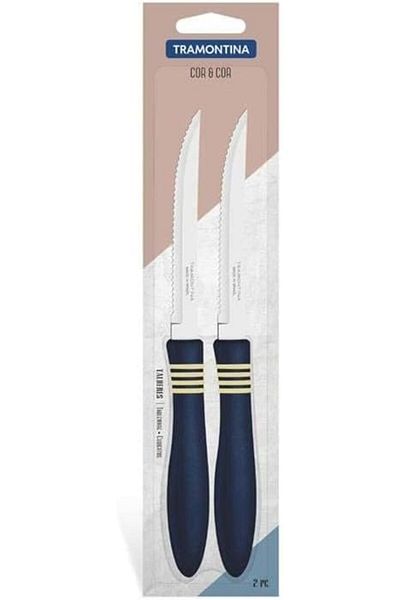 TRAMONTINA Since 1911, Made In Brazil - Cor&cor 2 Pieces Steak Knife Set With Stainless Steel Blade
