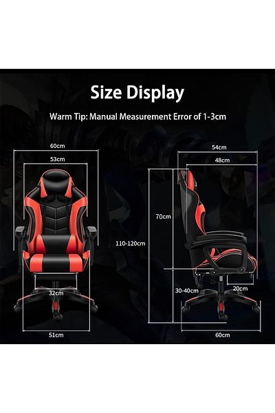 COOYA Office Computer Game Chair,Ergonomic Backrest,Height Adjustment,with Headrest and Lumbar Pillow,Red