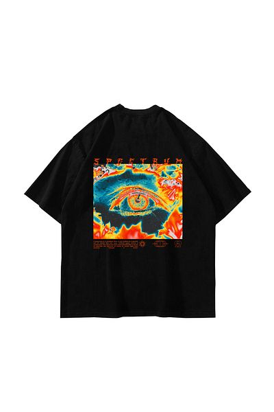 Sekizbiraltı Μπλουζάκι Unisex Μαύρο Oversize Spectrum Printed