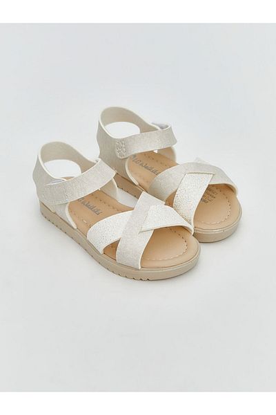 LC Waikiki Lcw Steps Ecru Cross-Strapped Baby Girl Sandals