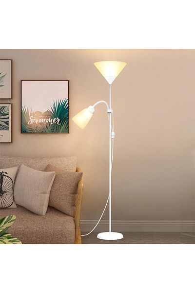 COOYA LED Floor Lamp, with Adjustable Reading Light, Long Standing Light for Living Room, Bedroom, Office