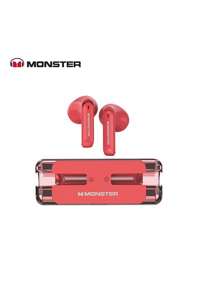 MONSTER Red Xkt08 Earphone Bluetooth 5.3 Ture Wireless Earbuds Low Latency Noise Reduction Headphone