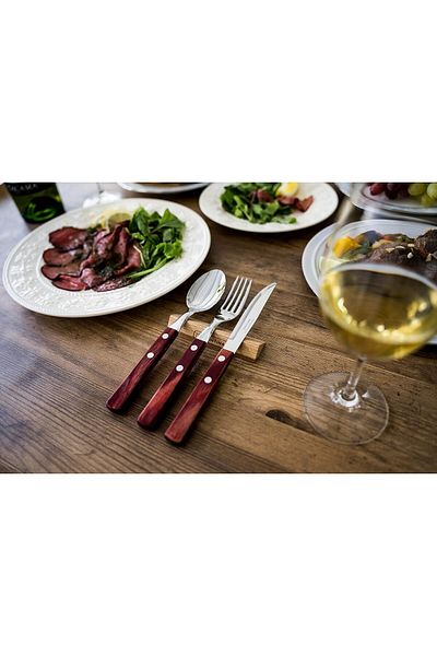TRAMONTINA Since 1911, Made In Brazil - Stainless Steel Table Spoon With Red Treated Polywood Handle