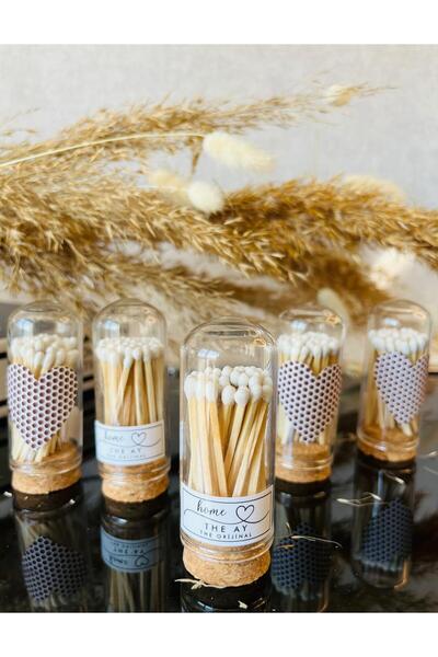 Genel Markalar Şeffaf Cam Şişeli Beyaz Kibrit 1 Adet (40'LI ÇÖP - ÖZEL KALP Y...