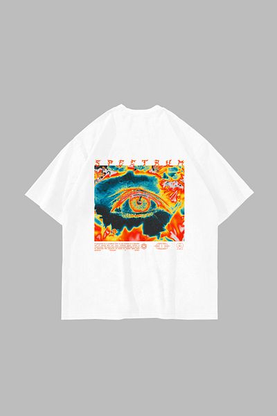 Sekizbiraltı Tricou oversize unisex alb cu imprimeu Spectrum