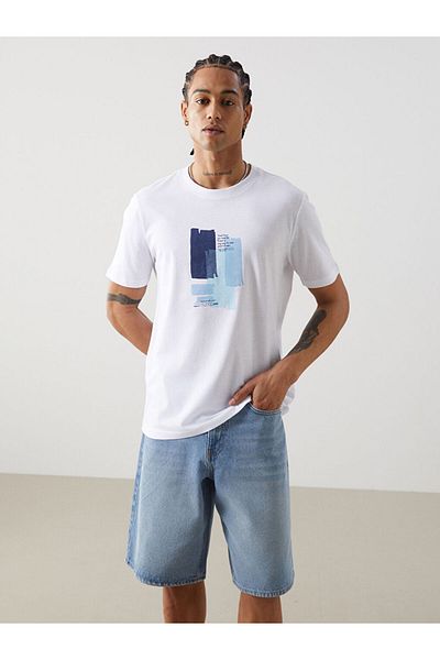 LC Waikiki Ανδρικό μπλουζάκι LCW Crew Neck με εμπριμέ χτενισμένο βαμβάκι
