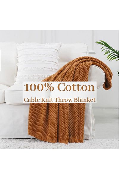COOYA Soft Cozy Knit Throw Blanket for Couch, Super Cozy Soft Fuzzy Warm Throw Blanket, Orange 130x160cm
