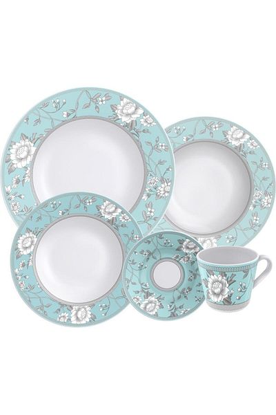 TRAMONTINA Since 1911, Made In Brazil - Helen 20 Pieces Decorated Porcelain Dinner Set