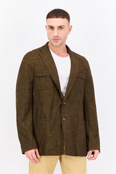 Tallia Men Slim Fit Grid Pattern Blazer, Black/gold