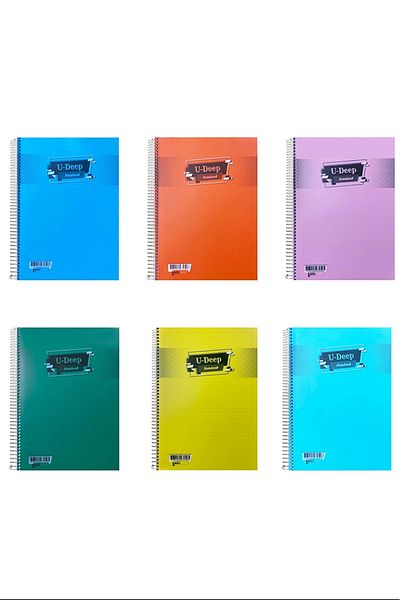 Umut U-Deep A4 Spiral Plastic Cover Extra 72 Sheets Notebook Checkered 12 Pcs