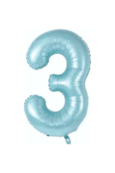 TATLI GÜNLER Folyo Balon 3 Rakamı Helyum Balon 76 Cm Mavi Renk - Retro 3 Yaş