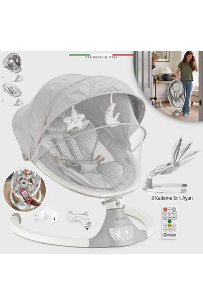 Elele Amore 2 Elektrikli Otomatik Sallanan Ana Kucağı Kademeli Gri