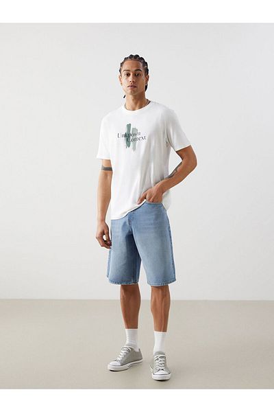 LC Waikiki Ανδρικό μπλουζάκι LCW Crew Neck με εμπριμέ χτενισμένο βαμβάκι