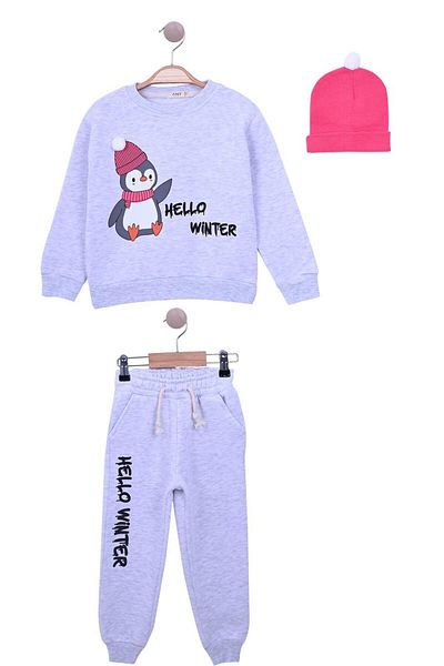 TRENDİMİZBİR Set Imprimat Pinguin Hello Winter pentru Fata