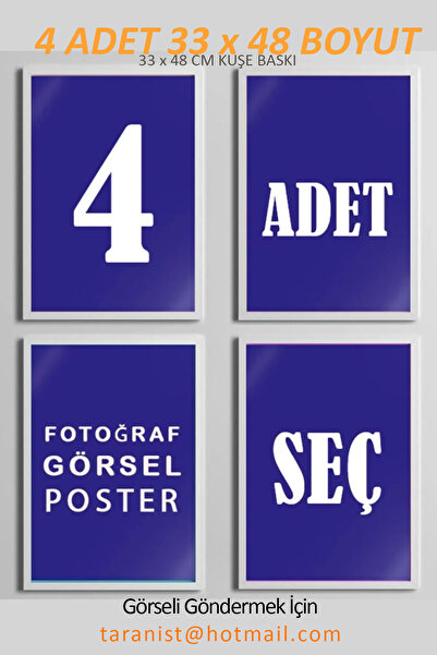 Taranist Kağıt Poster Kişiye Özel 4 Adet Fotoğraf Baskı - Baskı 33 X 48 Cm