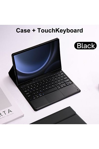 HUAIBX English keyboard Black C Case for Samsung Galaxy Tab S9 FE Plus 12.4inch Detachable Bluetooth Keyboa