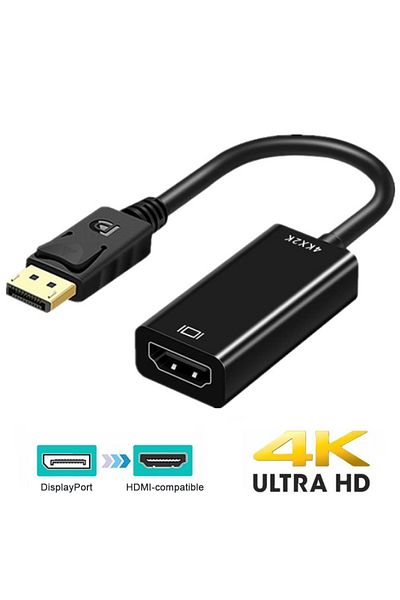 Choice محول 4K DisplayPort إلى HDMI متوافق مع 4K، محول كابل DP ذكر إلى أنثى متوافق مع HDMI، فيديو