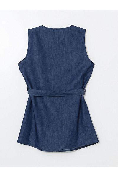 LC Waikiki Vestă de jeans pentru femei LCW Modest Indigo Crew Deck