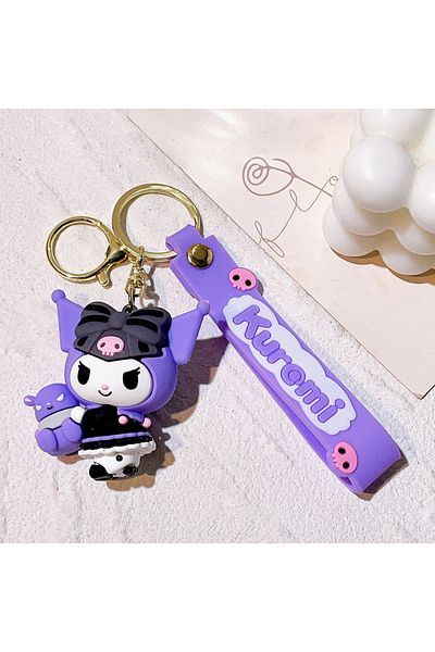 Hot Toys 6 بالجملة Kawaii Sanrio Kuromi سلسلة مفاتيح دمية بولي كلوريد الفينيل سلسلة مفاتيح الكرتون أنيمي Cinnamoroll حقيبة قلادة.